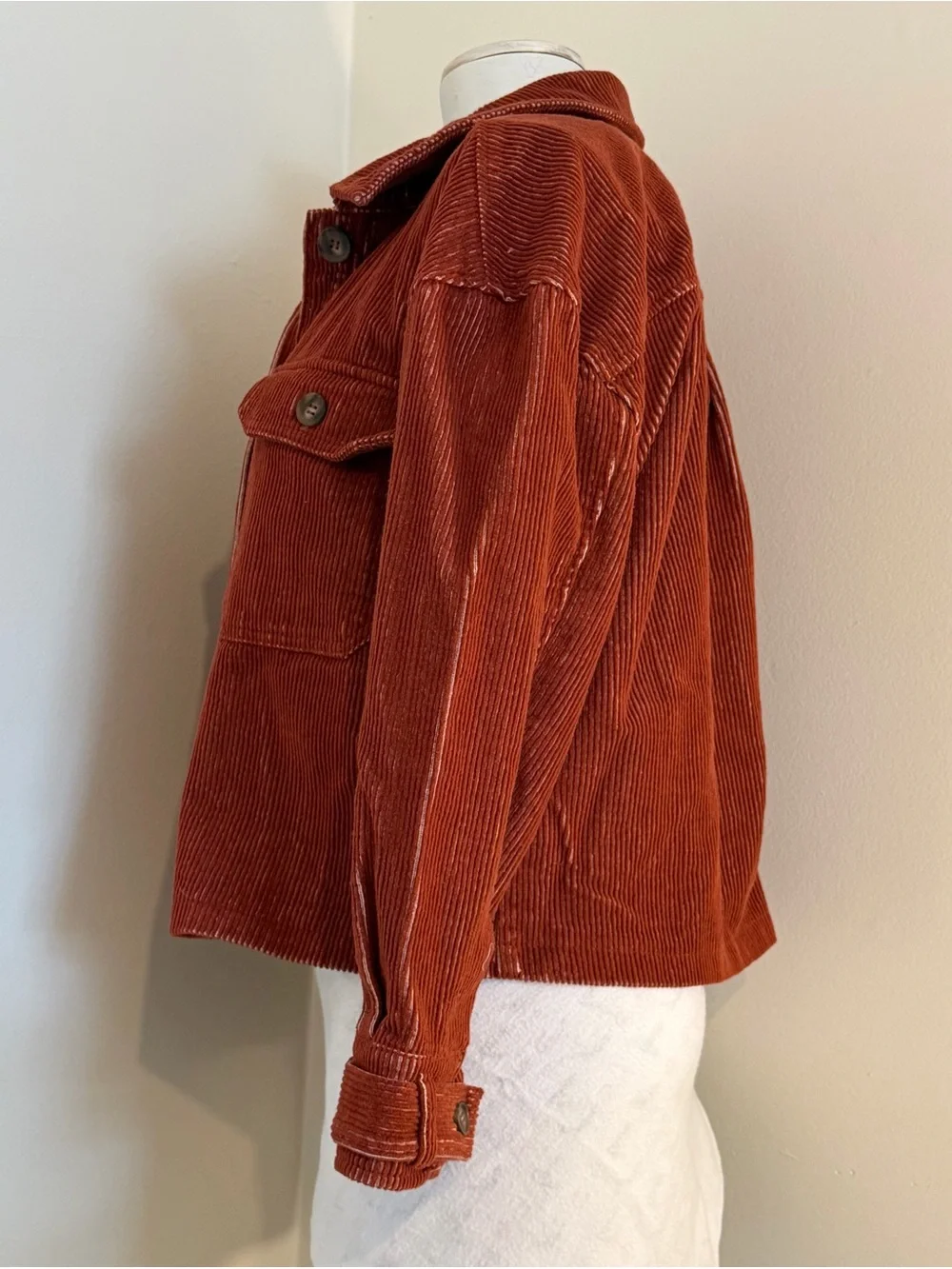 Avec Les Filles Rust Corduroy Button-Front Shacket - Picture 4 of 7